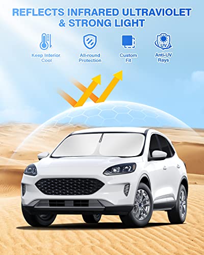 Image of Canvcle Sunshades for 2020-2025 2026 Ford Escape Windshield Sun Shade Side Rear Window Shade Cover Kit Sun Visor Shield Privacy Protection Keep Vehicle Cool Black 8PCS