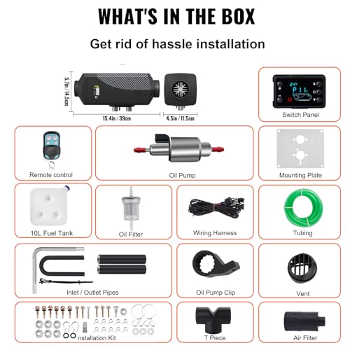 VEVOR 8KW Diesel Air Heater with Muffler, 12V with Remote Control and LCD Switch for Vehicles, Trucks, Motorhomes, Boats, and Buses