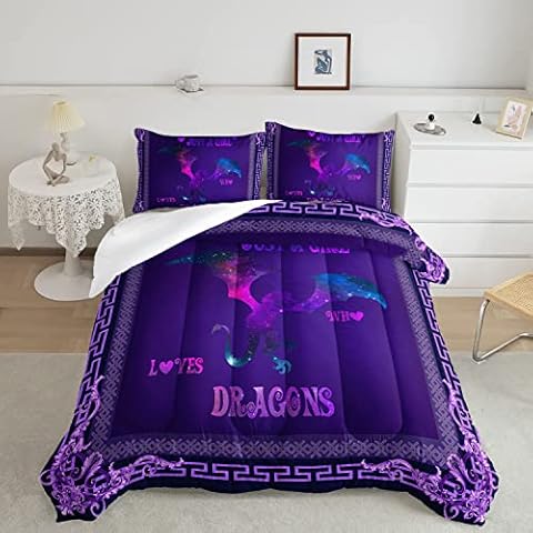 BailiPromise Purple Dragon Bedding Set for Kids thumbnail