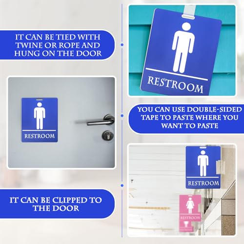 Image of Fuyoooo 6 Set Bathroom Pass for Classrooms with Keychain Blue,Pink | Hall Restroom Passes Including Lanyard, Durable PVC Waterproof, Bulk Set for Teachers Male Female Bathroom Icons