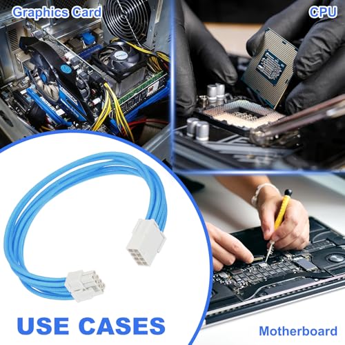 Cable PCIe 8 Pin 18AWG PATIKIL Conector Modular 6+2 Macho de 30cm Color Blanco Azul 7