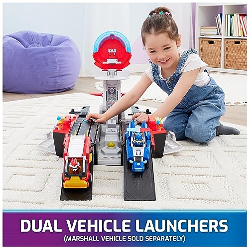 Image of Paw Patrol: The Mighty Movie, Aircraft Carrier HQ, with Chase Action Figure and Mighty Pups Cruiser, Kids Toys for Boys & Girls 3+