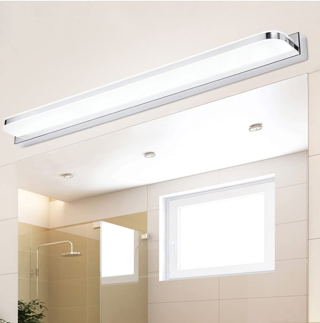 Lampka nocna do szafki LED srebrna, 42 cm, nowoczesne lustro łazienkowe, białe 6000 K, wodoodporna lampa łazienkowa, lampa do makijażu, akrylowa lampa lustrzana, acce