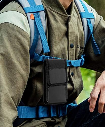MoKo Phone Holster, Nylon Belt Clip Holster Smartphone Holder Cell Phone Carrying Pouch, Fit with iPhone 14/14 plus/pro/pro max/SE 3 2022/13 Pro/13/12, Galaxy S21, for Phones Up to 6.7 Inches, Black