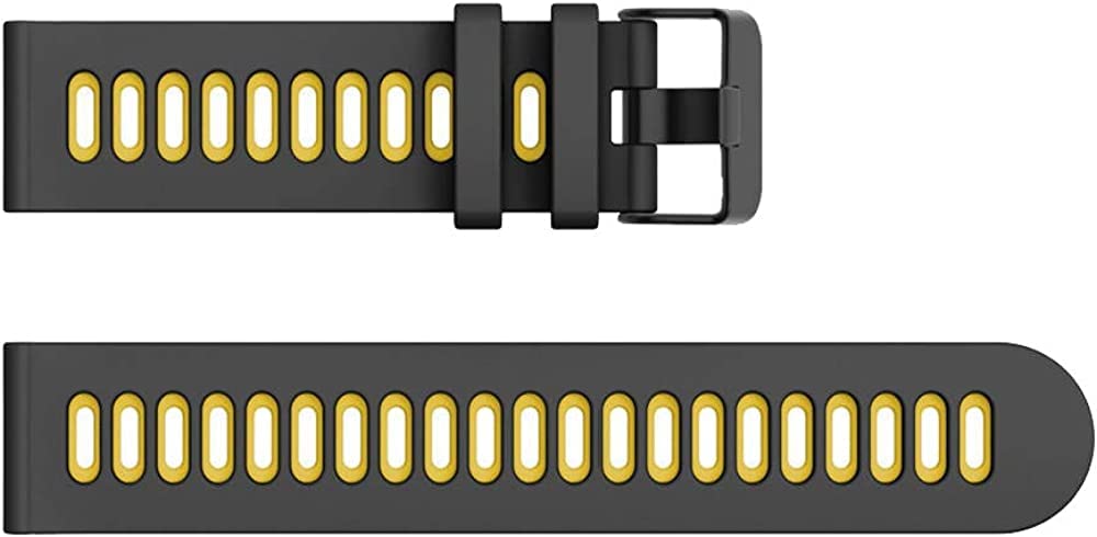 Fleshy Leaf Silicone 20MM Replacemen Bands Compatible with Amazfit GTS/GTS2/ GTS 3/GTS 2e/GTS 2 mini/GTS 4 mini/Bip U Pro/Bip/Bip Lite/Bip S/Bip S lite/Bip U/Bip 3/Bip 3 Pro Black Yellow - Image 3