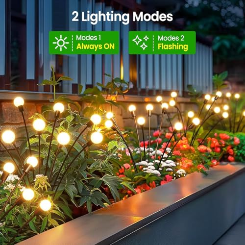 OBSYDIUM Solar Garden Lights Outdoor, Firefly Starburst, IP65, Warm - Image 4