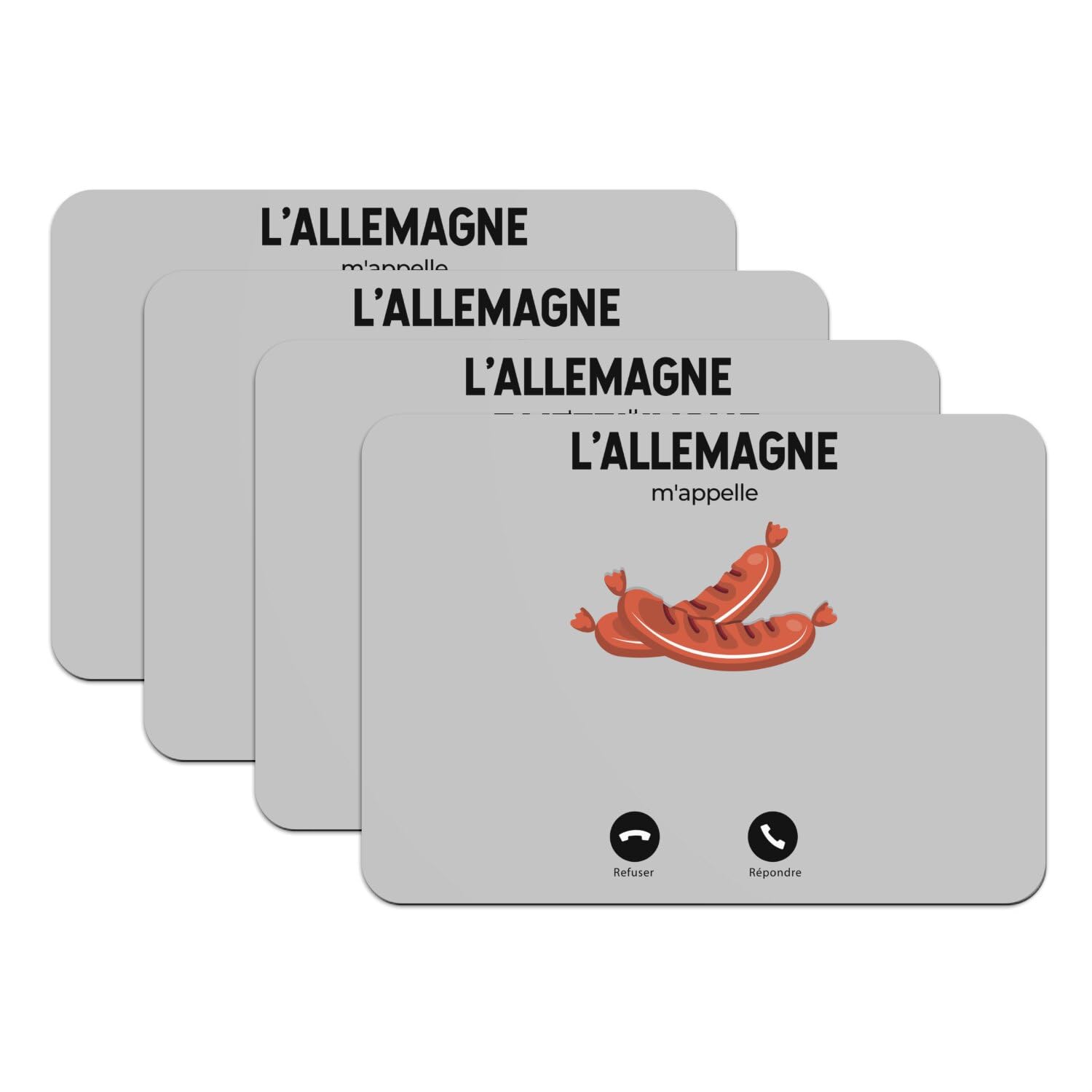 Set de table antidérapant en caoutchouc lavable grand format gris