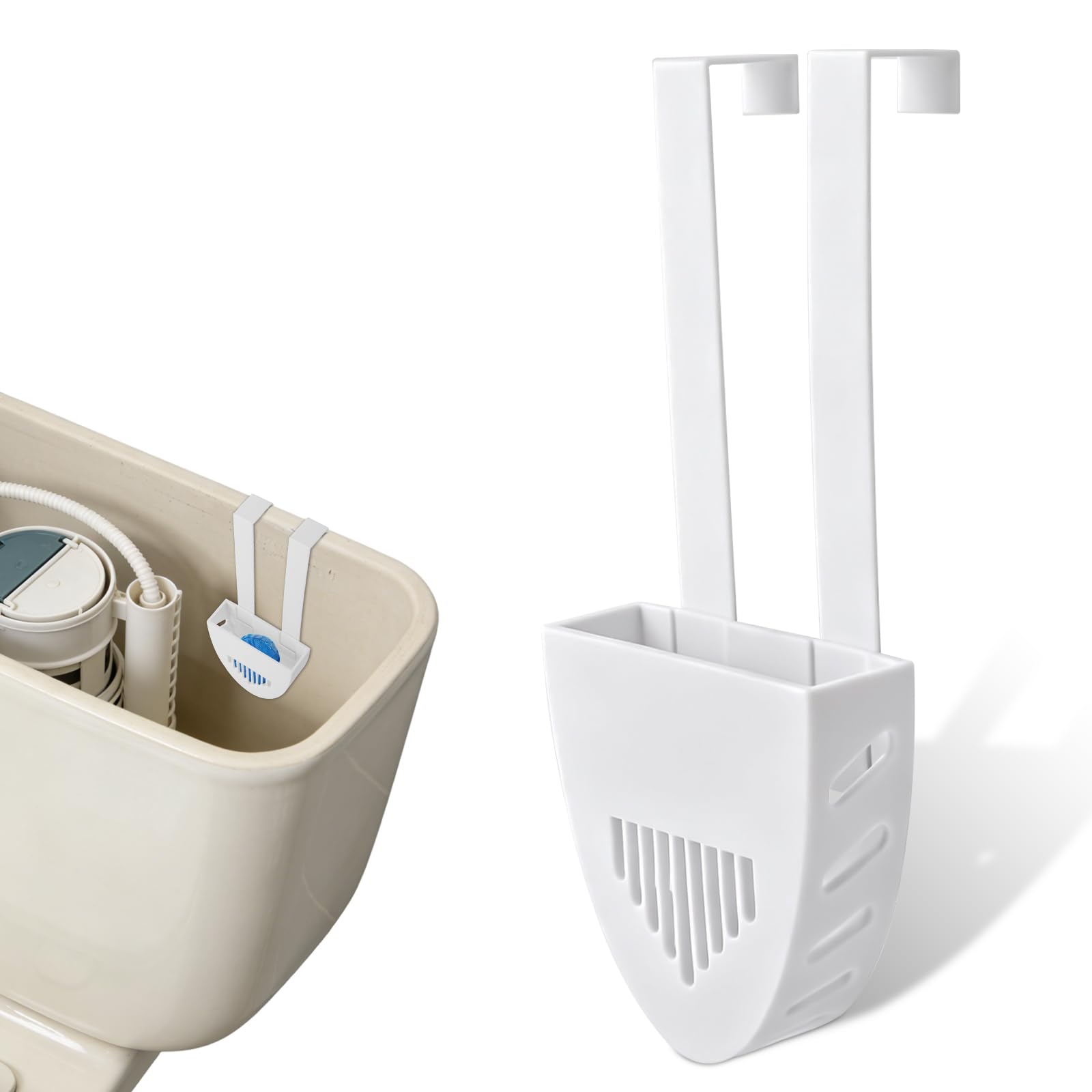 Zbiornik Toaletowy Czyszczenie Tabletka Uchwyt, 17,8x7,5cm Biały Plastik Wiszący Czyszczenie Tabletka Kuferek Wsporniki Pasuje Większość Standardowy Zbiorniki Toaletowy Łatwy Montować