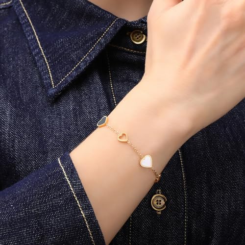 Image of 18K Gold Plated Stainless Steel Dainty Charms Colorful Crystal Birthstone Bracelet Minimalist Cute Jewelry for Women