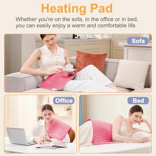 Image of Heating Pad,Electric Heating Pads,Heating Pad for Back,Fuchsia,24x12 Inch