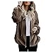 Bluelucon Winterjacke Damen Mantel Frauen Winter Hoodie Mantel Plüschjacke Coat Herbst Winter Warm Cardigan Frauen Winterjacke Lose Teddyweste Mantel Full Zip Mantel Fleecejacke Kapuzenmantel