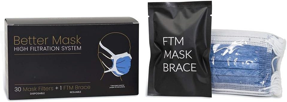 Better Mask High Filtration System - 1 Brace & 30 Replaceable Filters (Medium)
