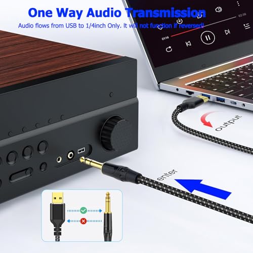 Cable USB a audio estéreo 1/4 TRS 16FT 6.35mm macho miniatura 5
