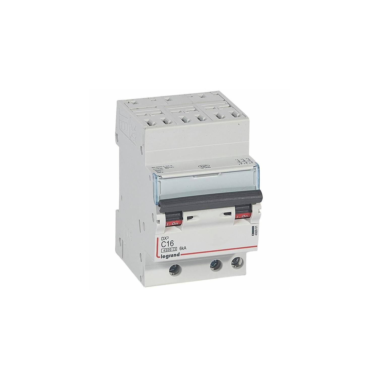 406901 Disjoncteur triphasé 16A - 3P Courbe C - 4,​5/​6kA - Automatique et vis - Legrand DX3