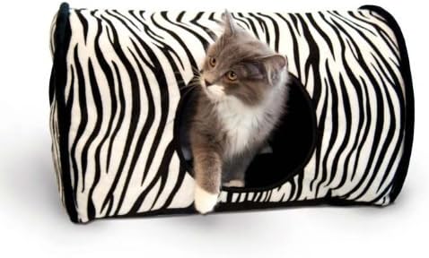 K&H Pet Products Kitty Camper - Warm and Soft Indoor Cat House - Zebra Print