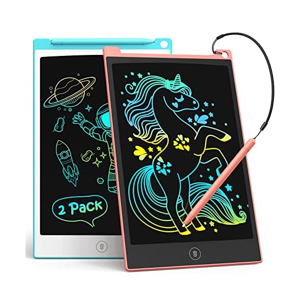 TECJOE 2 Pack LCD Writing Tablet, 8.5 Inch Colorful Doodle Board Drawing Tablet for Kids, Kids Travel Games Activity Learning Toys Birthday Gifts for 3 4 5 6 Year Old Boys and Girls Toddlers
