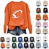 Ogiraw Walmart.Com Online Shopping,Football Shirts For Women Waffle Football Hoodies For Women Plain Football Jersey For Women Games Day Long Sleeve Shirt Game Day Shirt Football,Orange,Xl