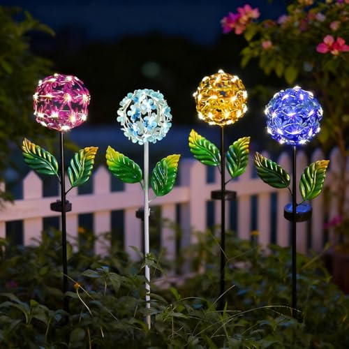 BlissfulAbode Lampe solaire de jardin hortensia : décoration élégante et écologique pour votre cour, C