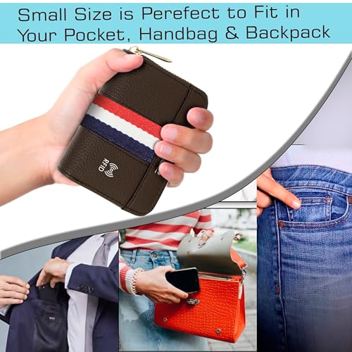 Storite 12 Slot RFID PU Leather Credit Debit Card Holder Wallet Money Zipper Coin Purse for Men & Women - (Brown,10.75 x 8 x 2.5 cm) 8 519Y90MWC6L