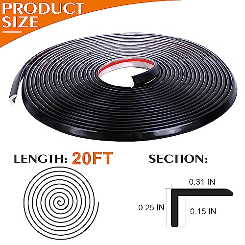 Image of Peel and Stick Tile Edge Trim 20Ft L-Shape Tile Outside Corner Molding Vinyl Trim Tile Exterior Trim Edging Moulding for Bathroom Tile Backsplash End Shower Wall Edges Furniture Decoration - Black