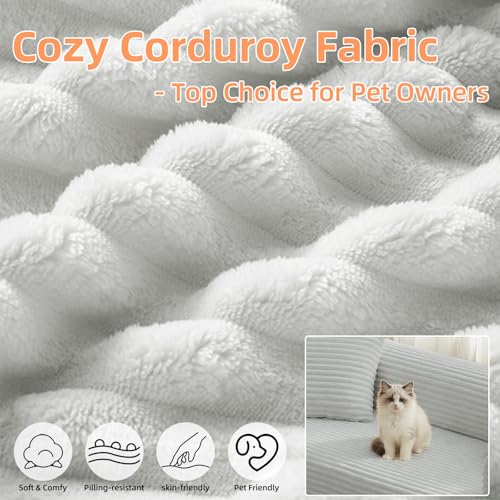 Image of Convertible Futon Sofa Bed, Fold Out Floor Sofa Couch with Sleeper Sofa,Folding Boneless Couches with Deep Seat,Cloud Corduroy Foldable Mattress Couch for Living Room(Light Gray)