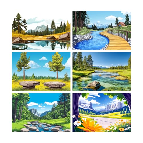 Image of SiddArtify Nature Wall Art Poster Print Set - Landscape Scenery Decor for Living Room Bedroom Office - 12x18 inch Sticker Pack of 6
