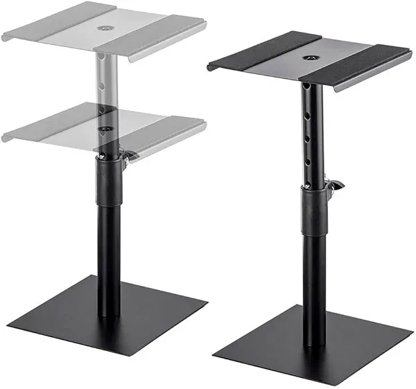 Monoprice Desktop Studio Monitor Stands (pair) Heavy Duty Steel, 12-18 Inch Adjustable Height, Support Up to 22 lbs, Includes Antislip Pads - Stage Right Series