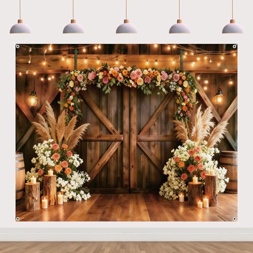 Fondo rústico de boda 10x8ft decorativo en tela miniatura 2
