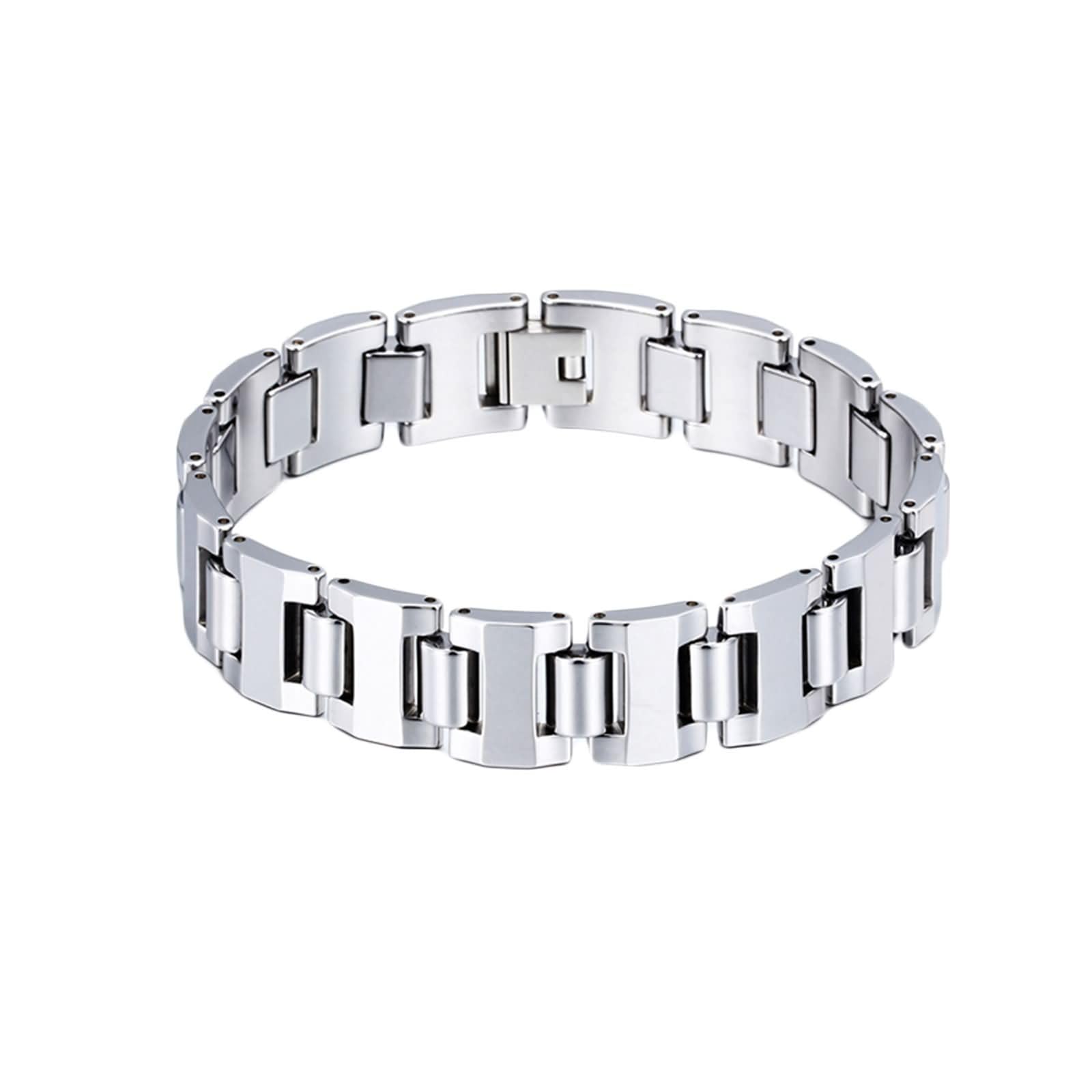 Silber Armbänder Herren,Wolframcarbid Armband Kette Herren 16MM Uhrenarmband Kette Herren Armbänder 21.5 cm