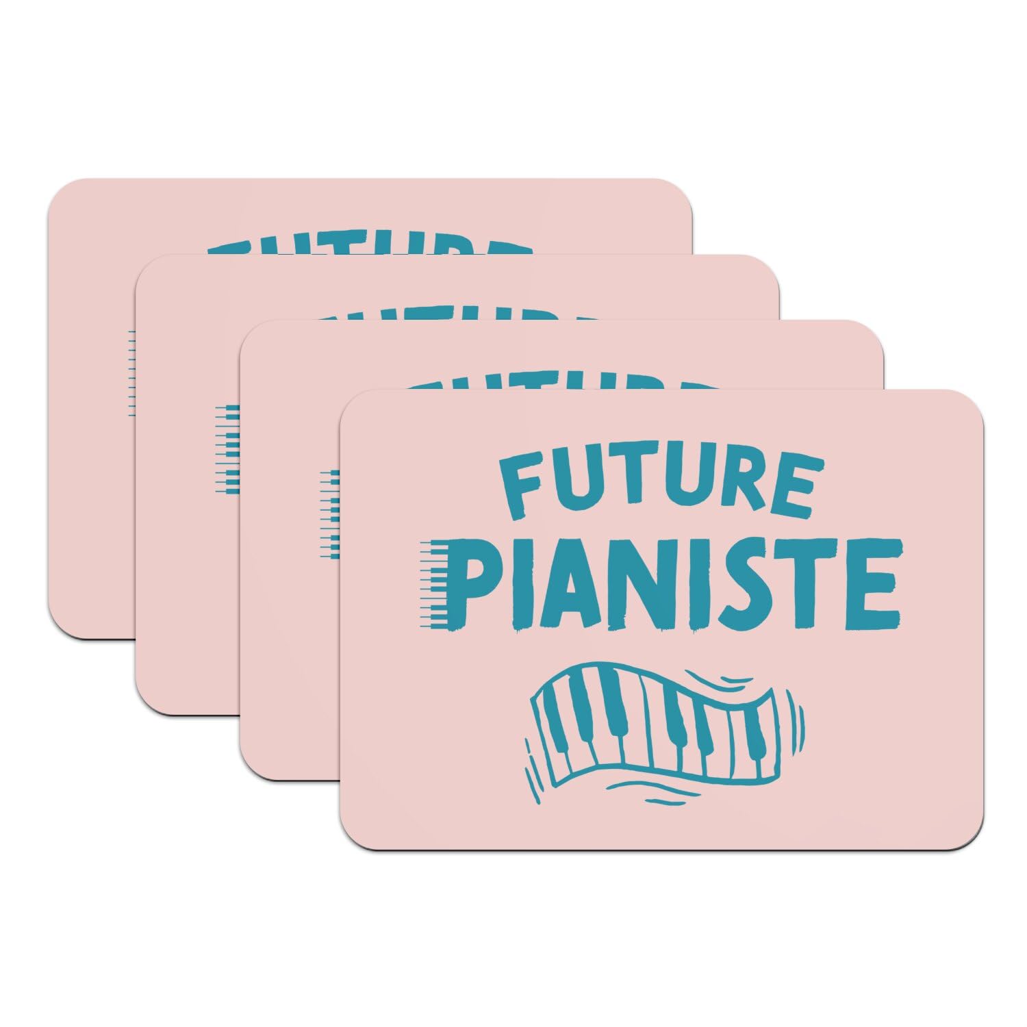 Sets de table piano rose en caoutchouc x4 grand format pour repas enfant