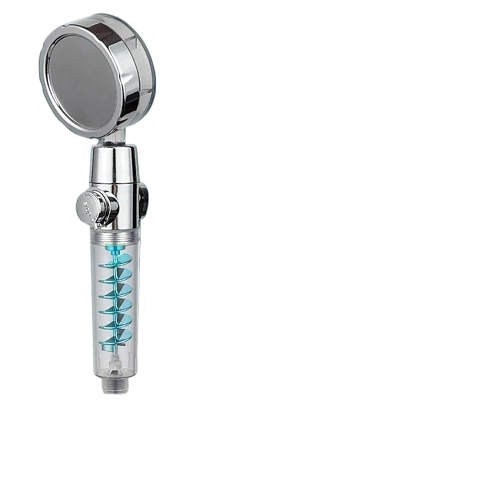 Shower Head Shower Head High Pressure Twin Turbocharged Handheld Turbo Fan Propeller One-Key Stop Massage Showerhead(Upgrade-Blue)