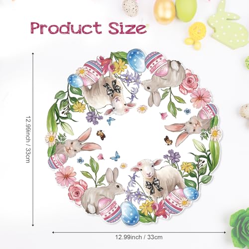 Sets de table ronds en papier Pâques | Décoration table de fête printemps