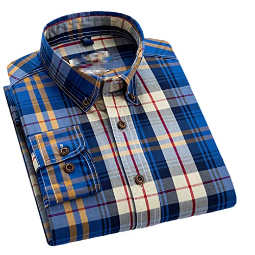 Chemise à carreaux manches longues homme coton coupe ajustée vêtement automne décontracté