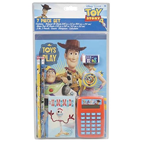 7 Piece Toy Story 4 Stationery Set (notepad, memo pad, pencils, Eraser, Sharpener, Calculator) Cover