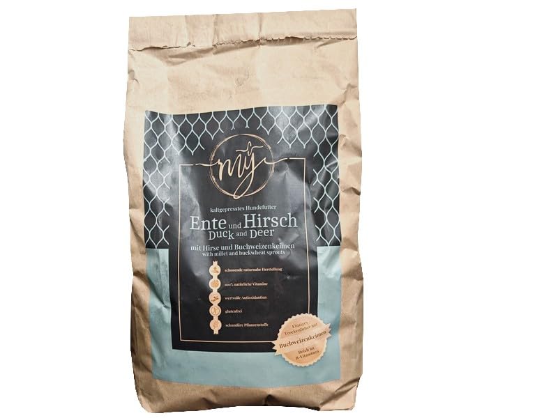 My Trockenfutter Ente und Hirsch mit Hirse und Buchweizenkeimen 10kg mÿ kaltgepresst für Hunde ohne künstliche Zusatzstoffe I Hundefutter | Buchweizenkeime, kaltgepresst, ohne künstliche Zusatzstoffe