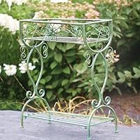 ヴィンテージ　アイアンフラワースタンドプランターラック 花台 ミントグリーン ヴィンテージ アイアンフラワースタンドプランターラック 花台