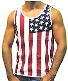 Our Precious Mens American Flag Print Wave Tank Top Vest Tee Shirt