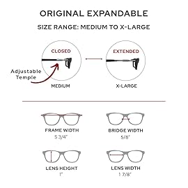 Clic Magnetic Reading Glasses (Expandable), Adjustable Temple Computer Readers, Original Expandable, (Black, 1.50 Magnification)