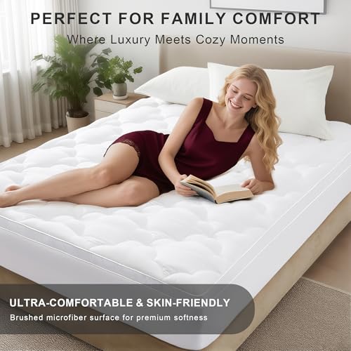 2" WQSPRING Quilted Pillow Top Mattress Pad w/ 8"-21"Deep Pocket Fit - image 5