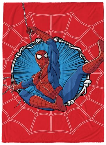 Jay Franco Kids Plush Throw Blanket – Soft & Cozy Fleece Throw for Bedroom & Couch Décor, Official Licensed Product, Red - Spiderman, 60x90 - Large Blanket