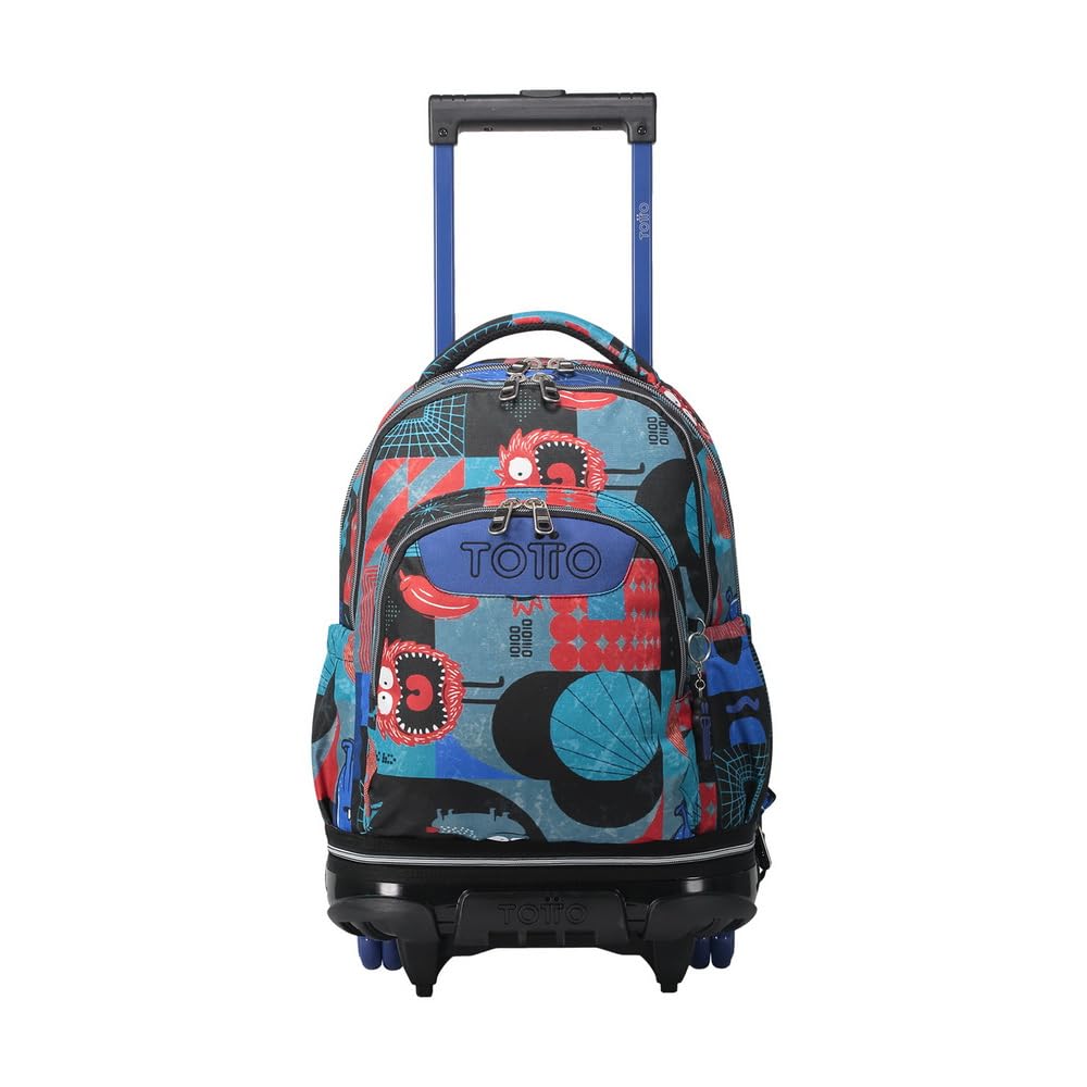 TOTTO Mochila escolar ruedas desmontable cyber monstruos - Tiza TAMAÑO GRANDE