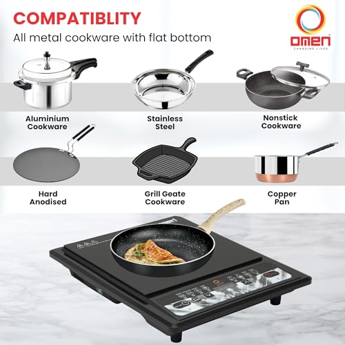Image of Omen Changing Lives 2000W Induction Cooktop | Push-Button Controls | Auto Shut-Off & Overheat Protection | Digital Display | 7 Preset Cooking Modes | BIS Approved | 1-Year Warranty