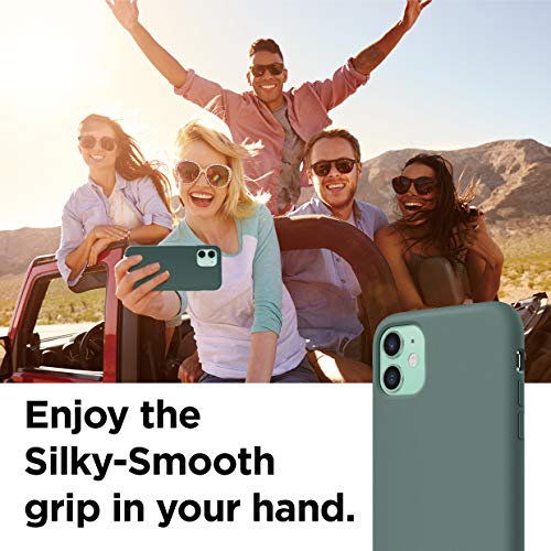 Image of elago Compatible with iPhone 11 Case, Liquid Silicone Case, Full Body Protective Cover, Anti-Scratch Soft Microfiber Lining, 6.1 inch (Midnight Green)