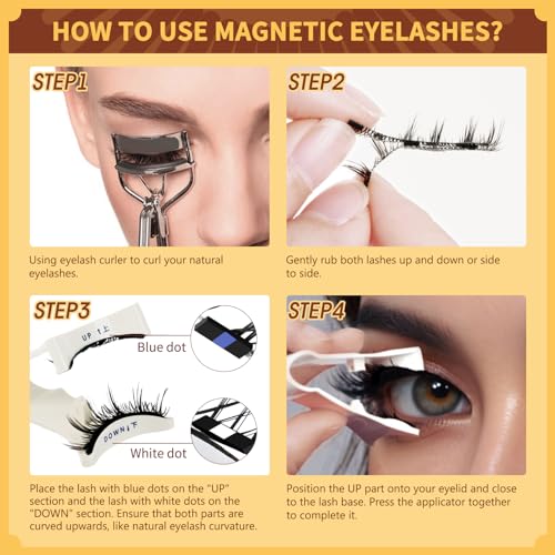 CX B Reusable Magnetic Eyelashes No Glue Needed Natural Cat Eye Look