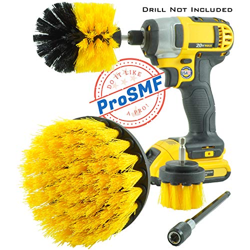 ProSMF Drill Brush Attachment Set - Power Scrubber Cleaning Kit - All Purpose