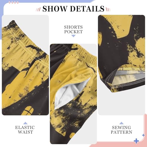 Halloween Castle Bat Boys Long Pants Soft Trousers Elastic Waist Kids Lounge Bottoms with Pockets S-XL4