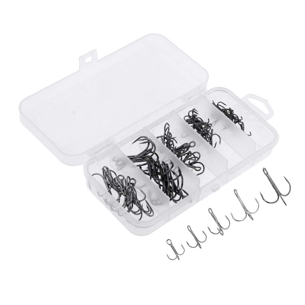 1 ensemble de hameçons triples durables Barb Leurre Appât Sea Fish Hook Kit Noir M