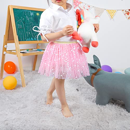 Image of KEREDA Toddler Girls Layered Tutu Skirt Sparkling Sequin Tulle Dance Skirts