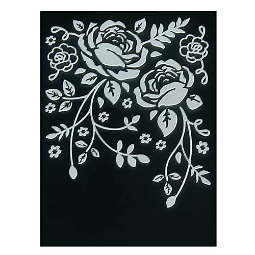 PUPUZAO, Plastic Embossing Folder (4-1/8Inx5-13/16InRose Pattern) Paper Crafts Plastic Textured Impressions for Card Making Scrapbooking