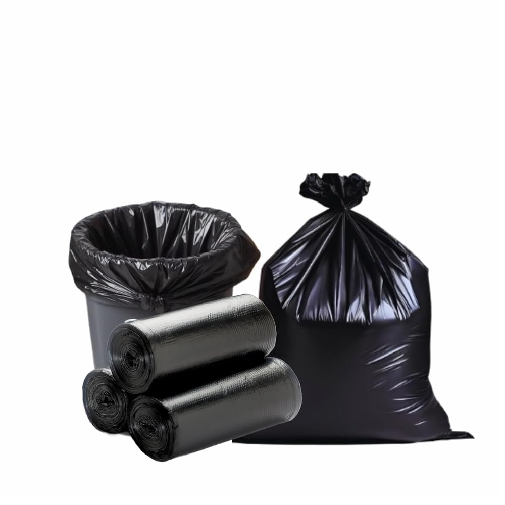 10-Pack Extra Strong Heavy Duty Black Rubbish Bags – 90L Large Refuse Sacks – Industrial Strength Bin Liners – Tear & Leak Resistant – Ideal for Home, Garden, Kitchen & Trade Waste.